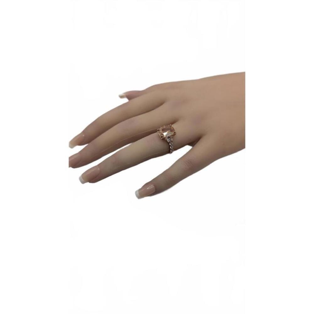 Elegant Vintage Style Rose Gold plated Ring with Emerald Cut Stone Size 6 - Picture 8 of 8